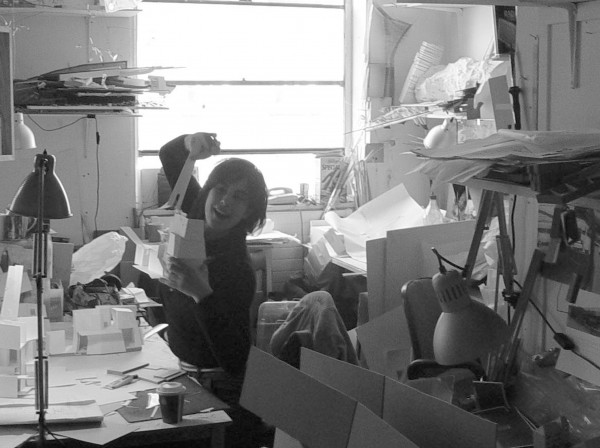 Anne Schroell in the Unit 17 studio in Wates House, 2003